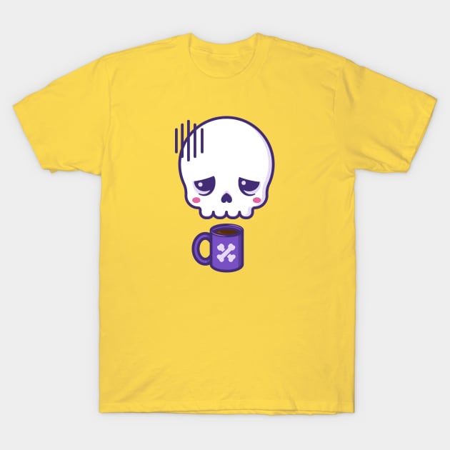 Dead inside, but caffeinated - kawaii skull with coffee cup T-Shirt by Sugar & Bones